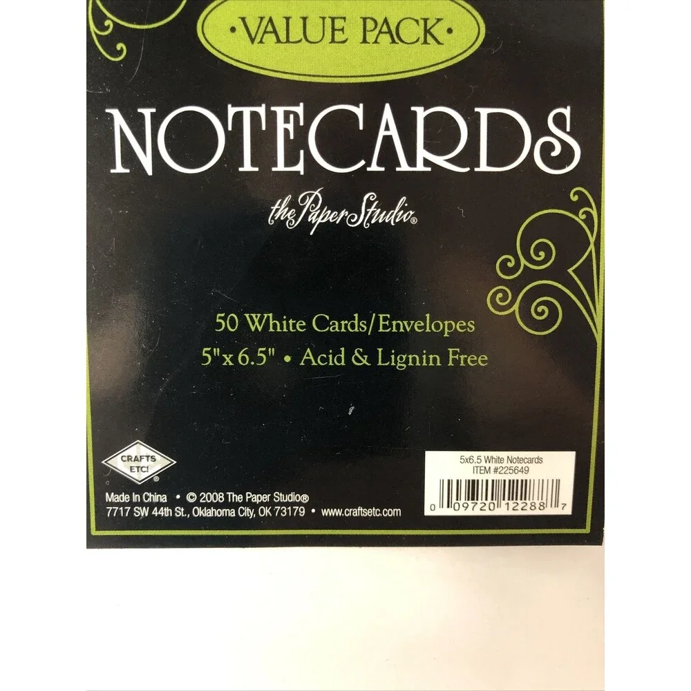 Blank Notecards And Envelopes 50 White 5”x6.5” By Paper Studio New Sealed
